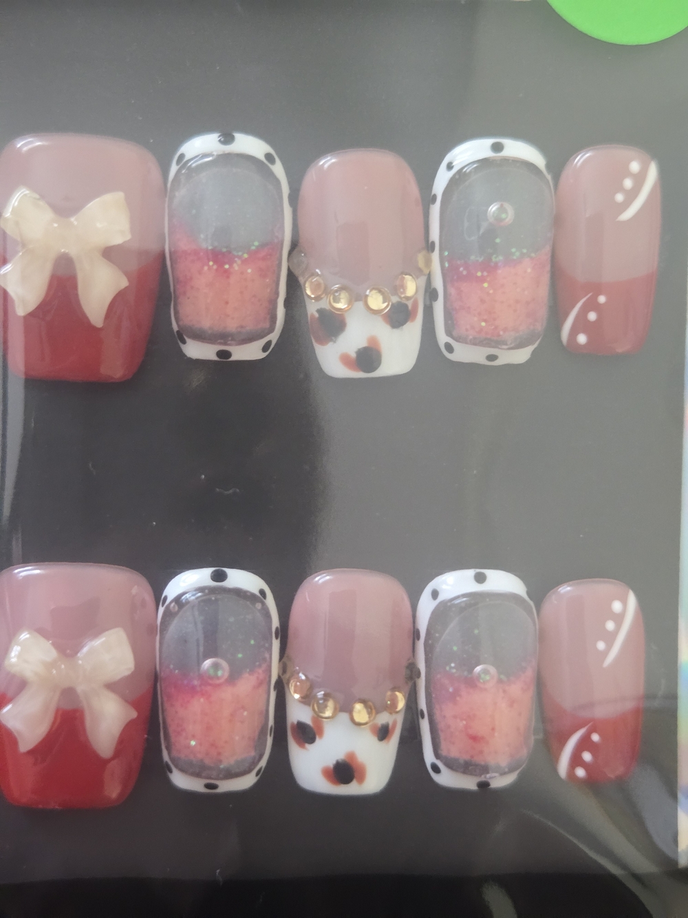 Pink & Red Abstract Water Press-On Nails